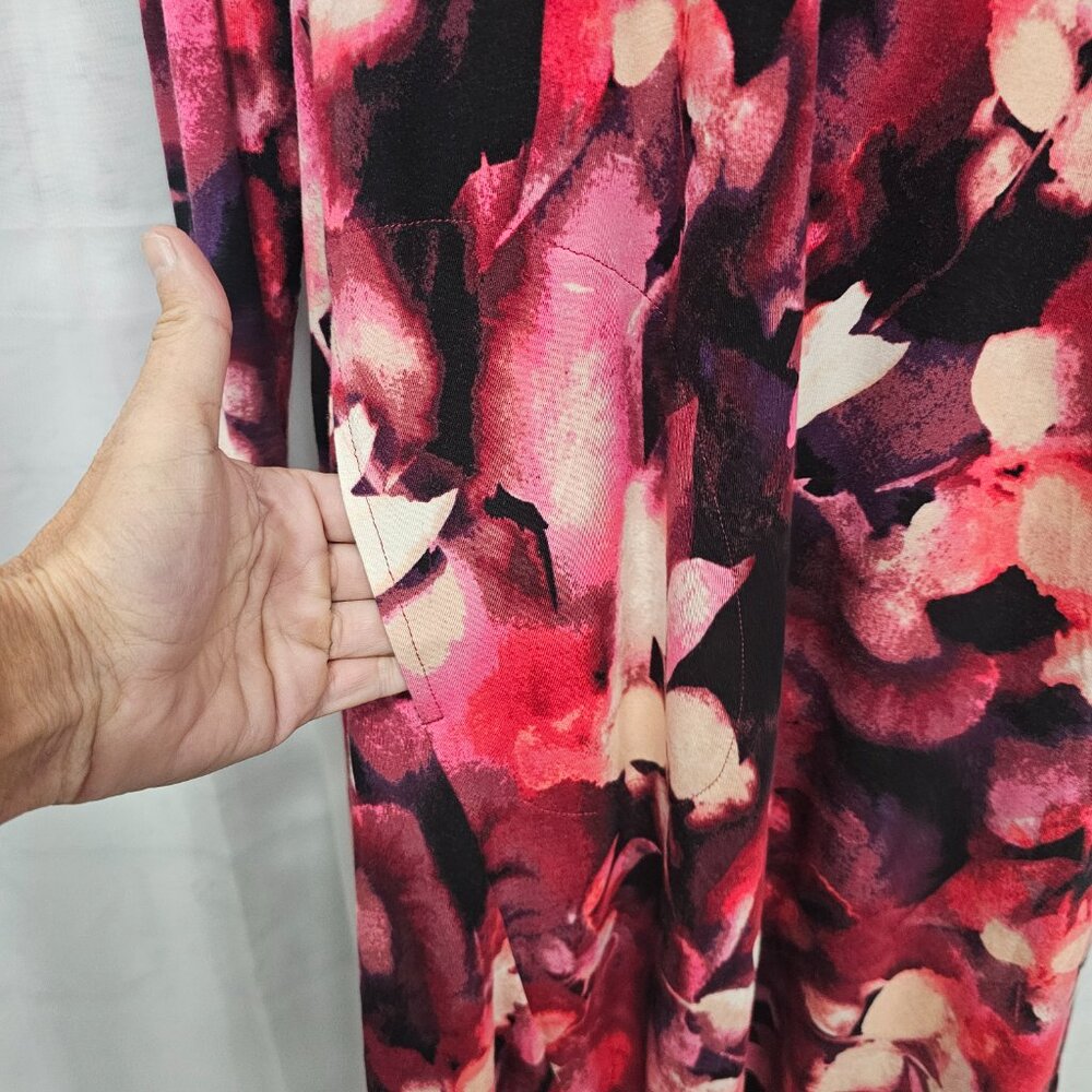Logo Lori Goldstein Dress Goth Grunge Midi Pink Black Floral Shift LP - Picture 5 of 14